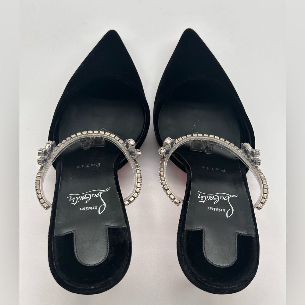 Christian Louboutin Planet Queen 70 Velvet Crystal Embellished Mules 70mm EU 39 - Picture 5 of 14